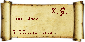 Kiss Zádor névjegykártya